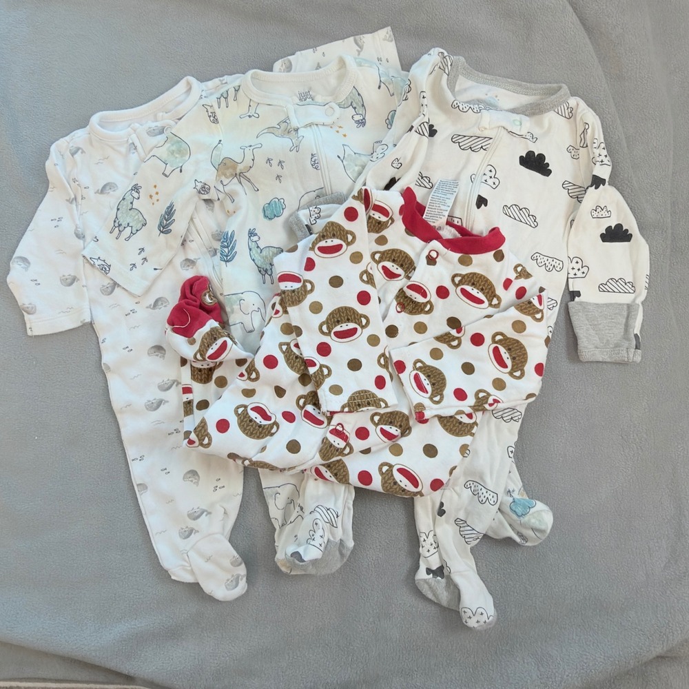 Carter's Baby Starters Sleeper Kids 3M Multicolor Excellent Footed Pajama Lot 4